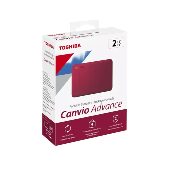 Disco Duro Toshiba 2TB Canvio Advance Externo Rojo