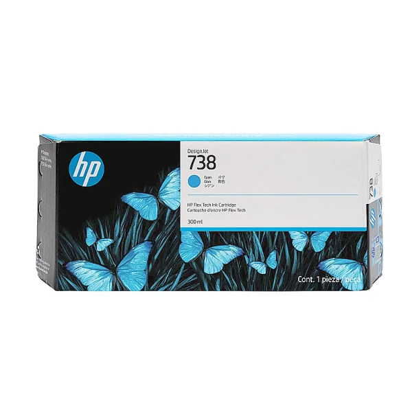 Cartucho de tinta DesignJet cyan HP 738 de 300 ml 676M6A Cartucho de tinta DesignJet cyan HP 738 de 300 ml 676M6A